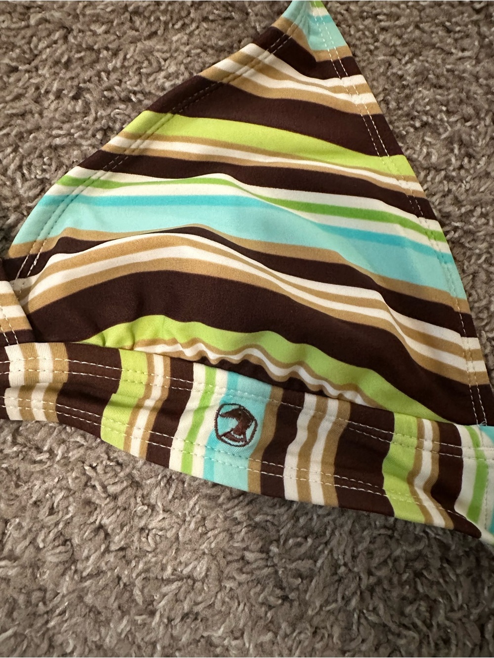 NWT VTG Y2K Duck Head Striped Aqua Bikini Set - Turquoise & Brown - Picture 4 of 6